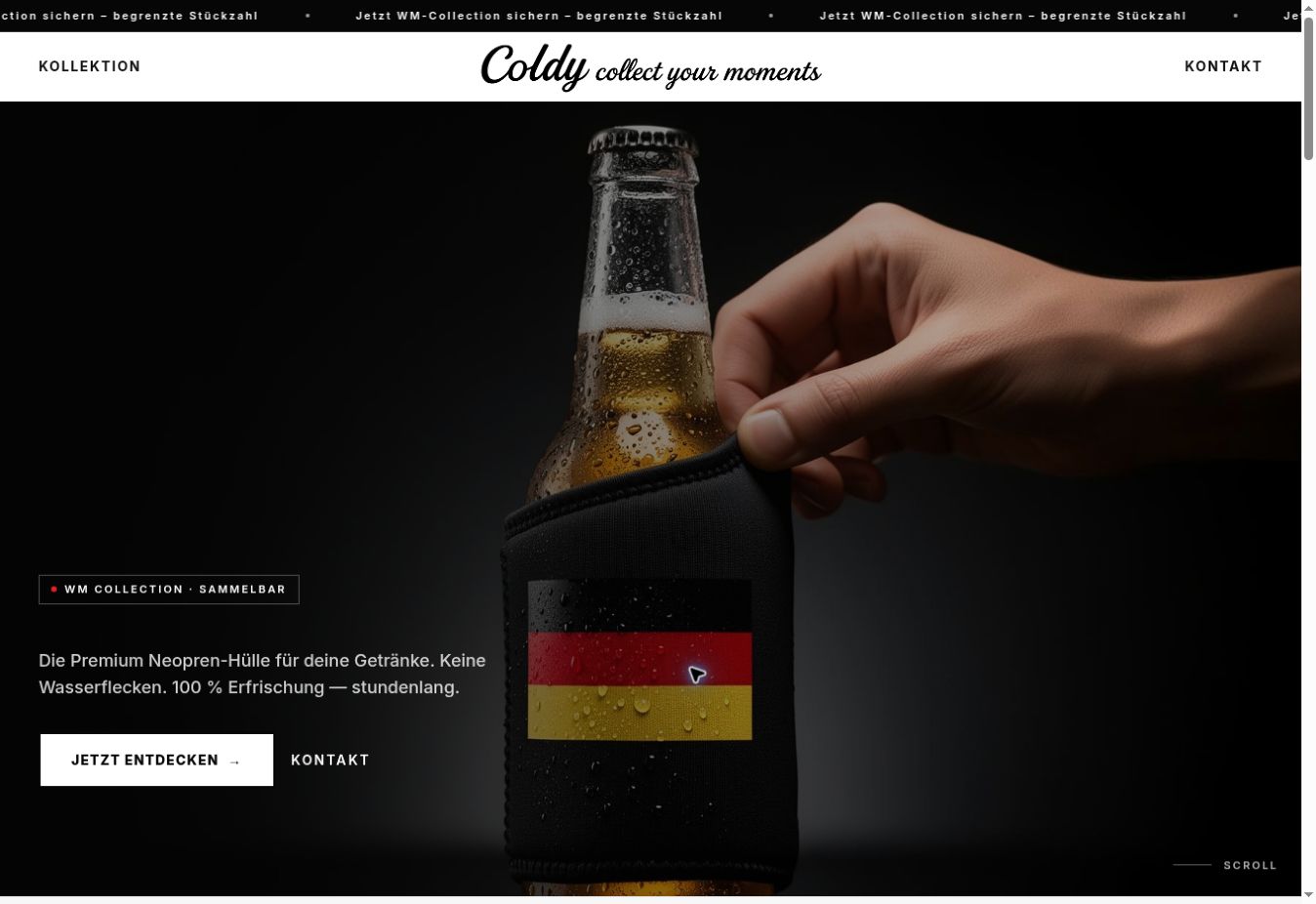 Screenshot der Startseite: Coldy Store